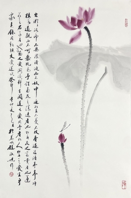 荷花蜻蜓46×70