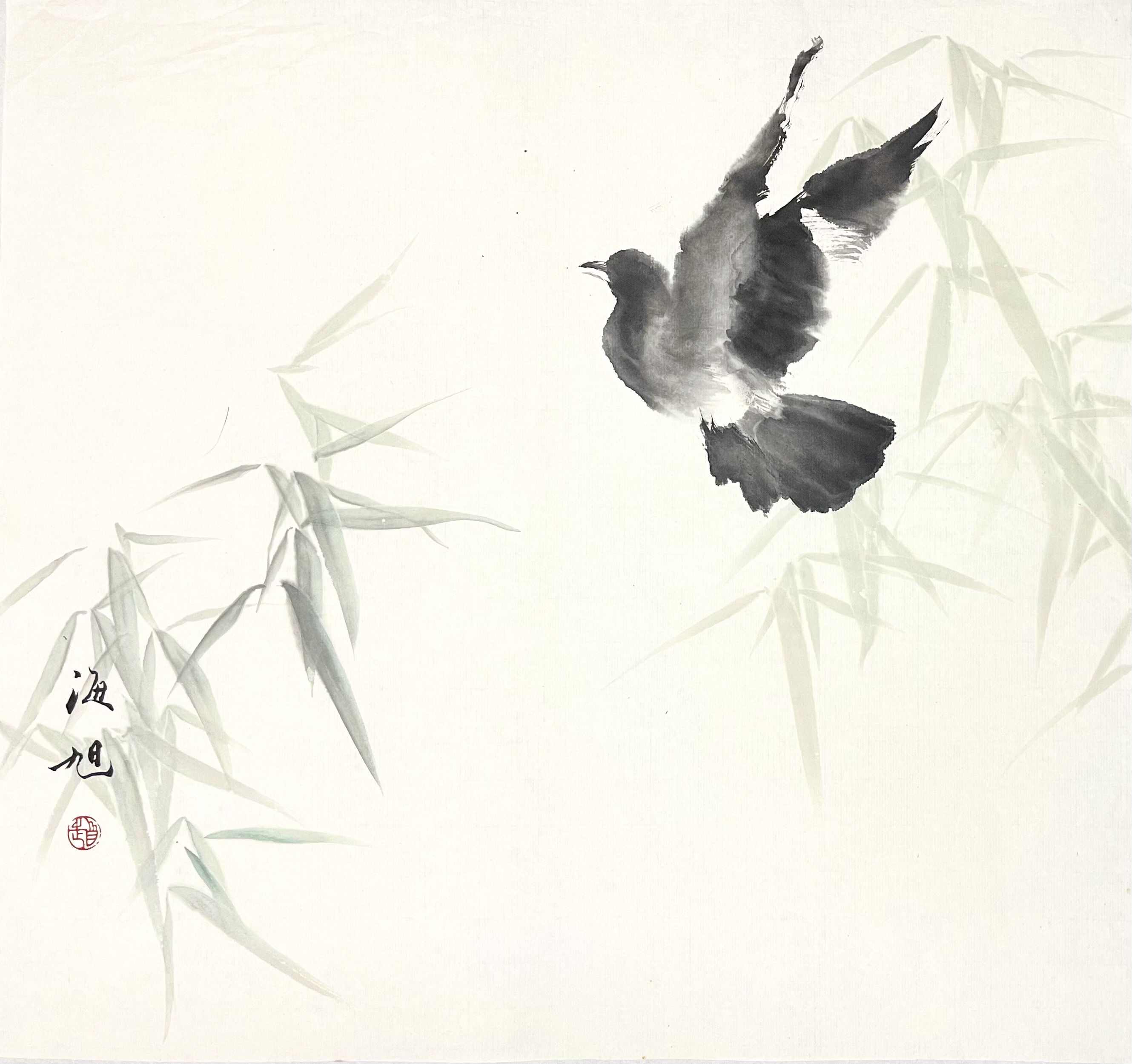 飞鸟花竹叶青翠46×69