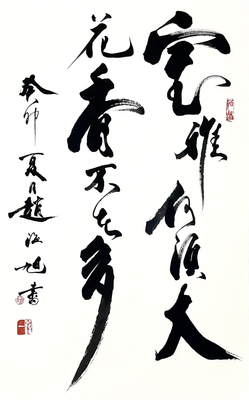 行书 室雅何须大，花香不在多。46×69。