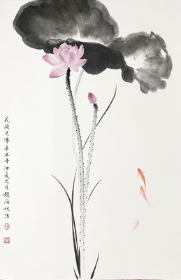 鱼荷花46×70