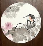 荷花翠鸟33×33