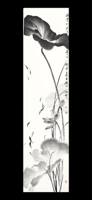 水墨荷花34×138